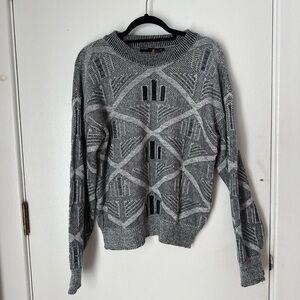 Gray Geometric Pattern Sweater